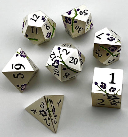 Cherry Blossom Metal RPG Dice Set