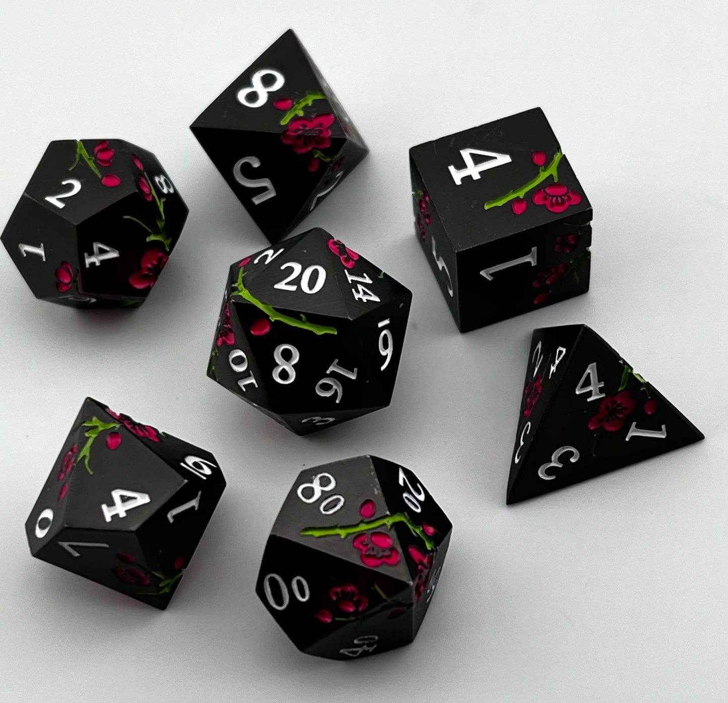 Cherry Blossom Metal RPG Dice Set