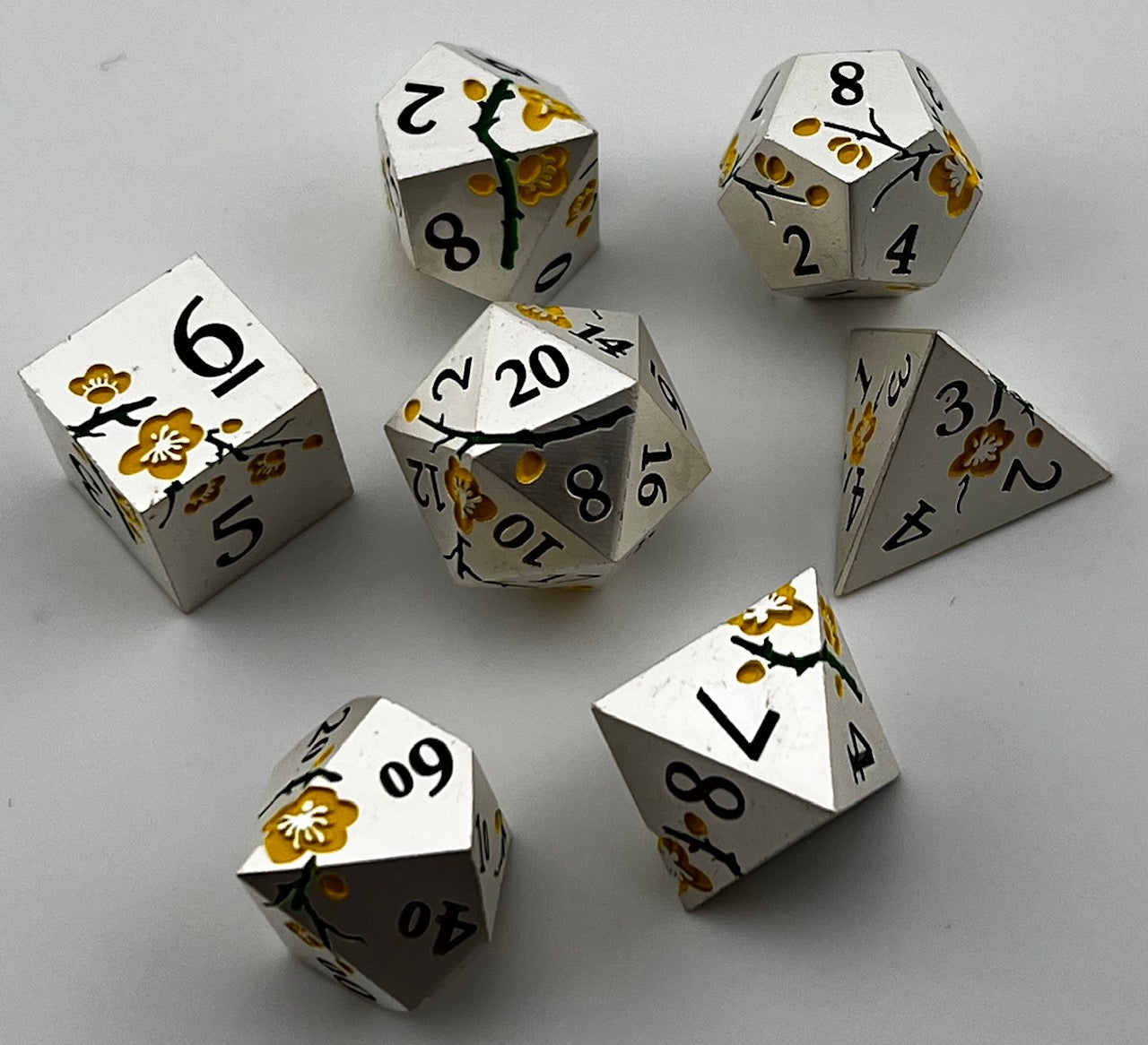 Cherry Blossom Metal RPG Dice Set