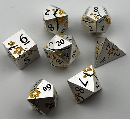 Cherry Blossom Metal RPG Dice Set