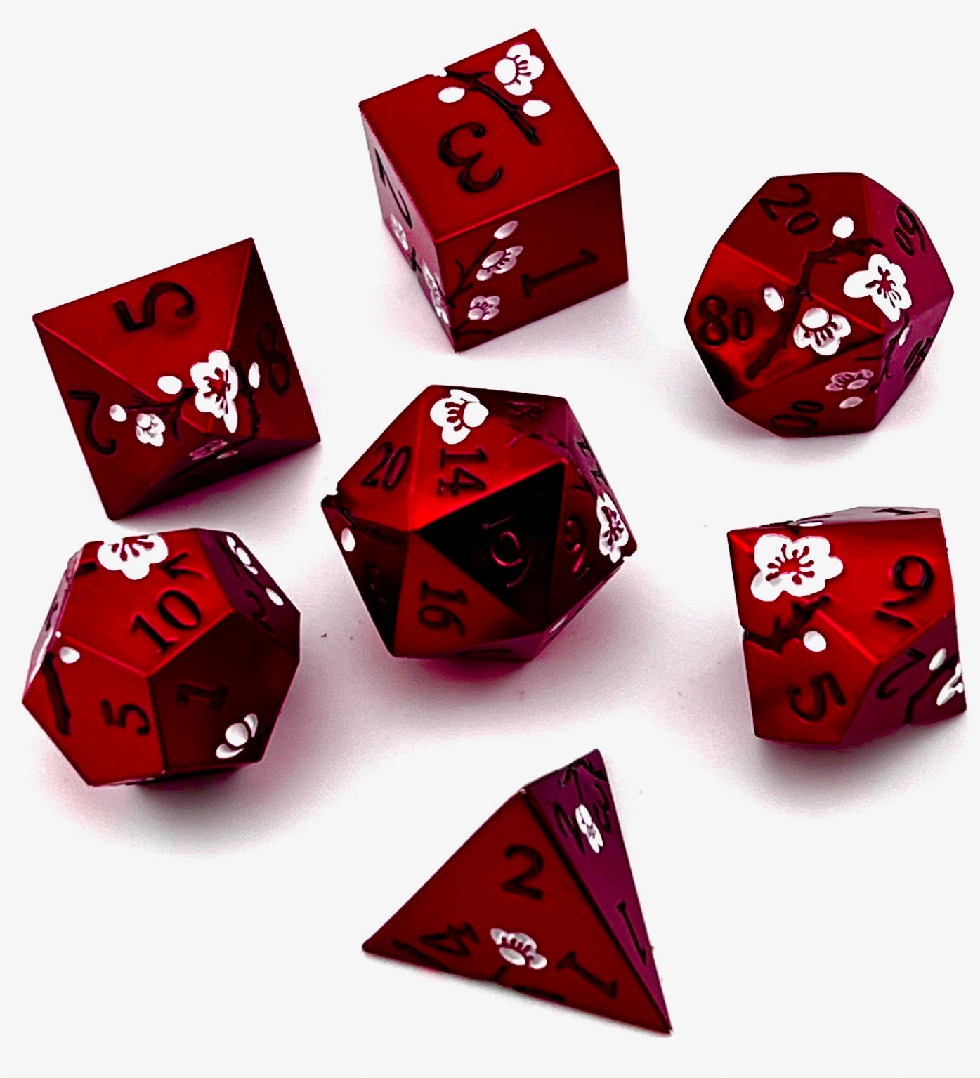 Cherry Blossom Metal RPG Dice Set