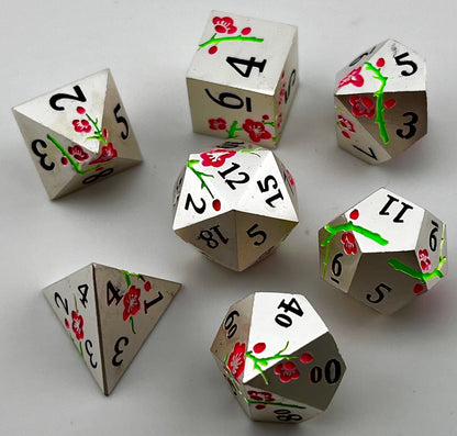Cherry Blossom Metal RPG Dice Set