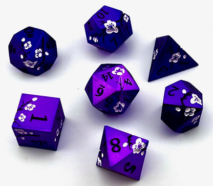 Cherry Blossom Metal RPG Dice Set
