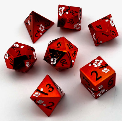 Cherry Blossom Metal RPG Dice Set