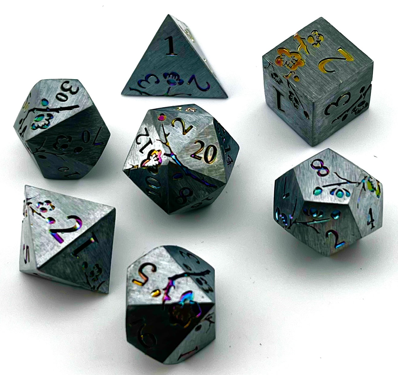 Cherry Blossom Metal RPG Dice Set